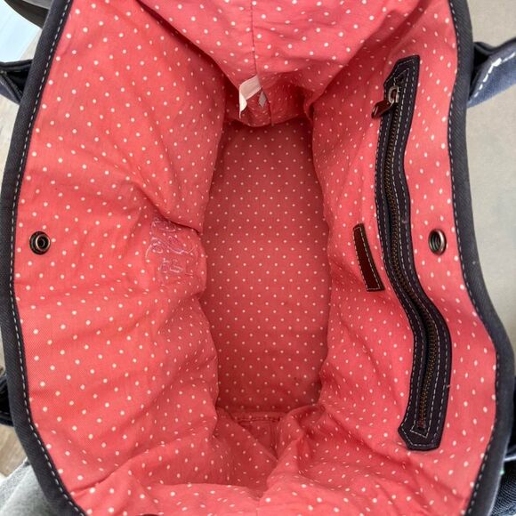 J.Crew Green and Navy canvas tote bag with Flamingos - Picture 5 of 6